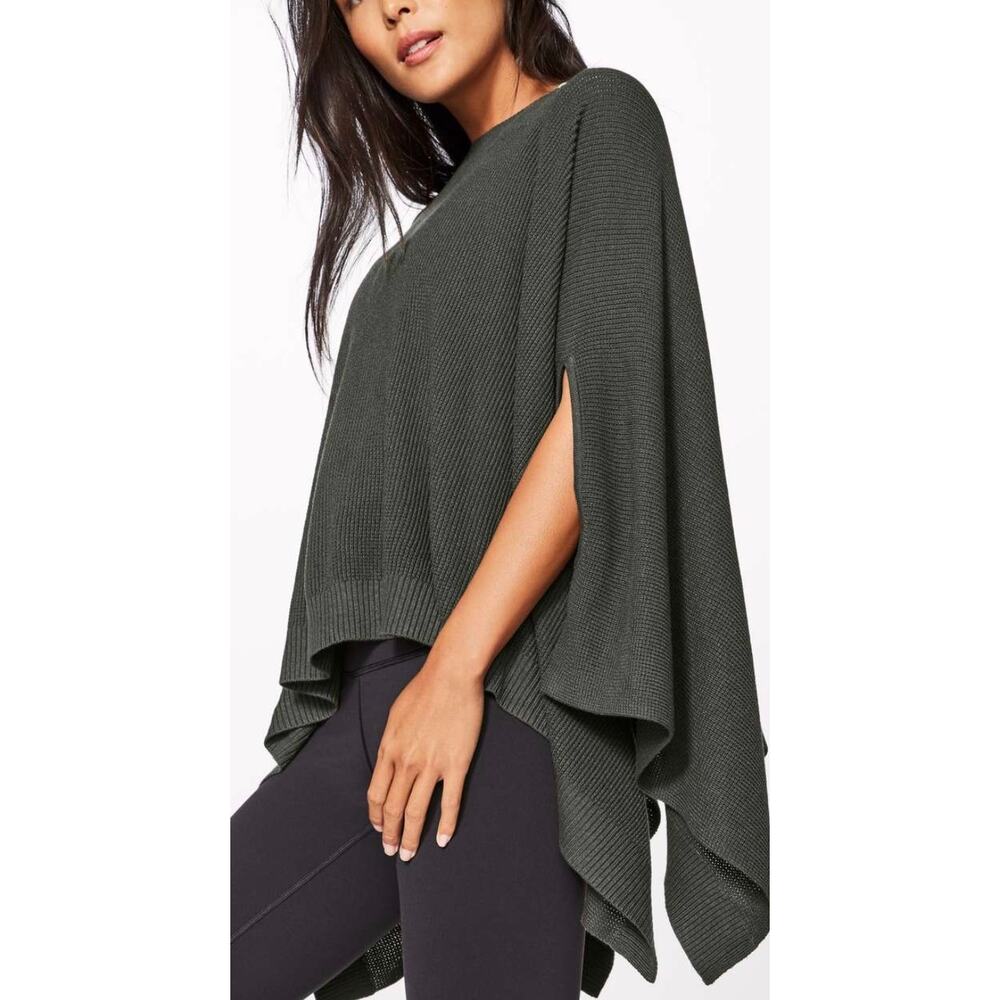 lululemon athletica Olive Green Knit Poncho Sweater